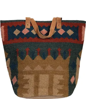 Western Shoulder Tote Woven Geometric Print