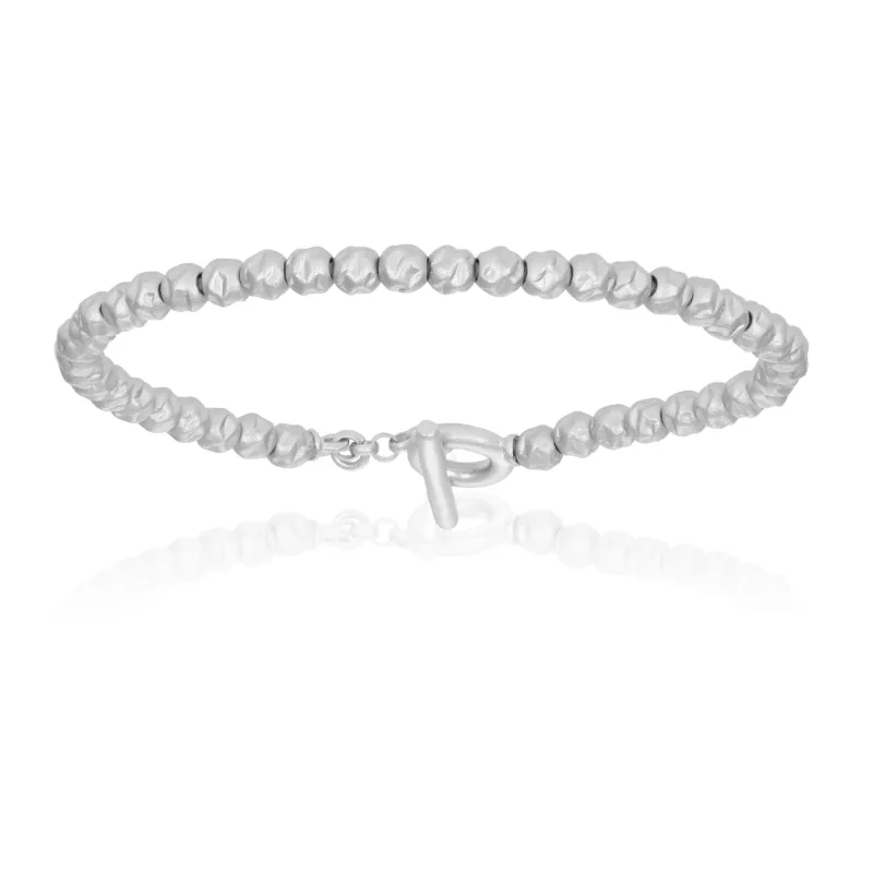 White Gold Rock Beaded Bracelet