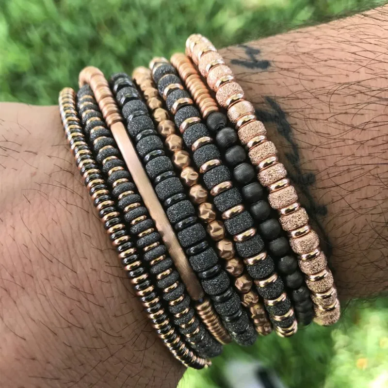White Gold Rock Beaded Bracelet