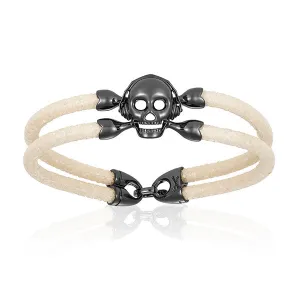 White stingray bracelet with black skull for man