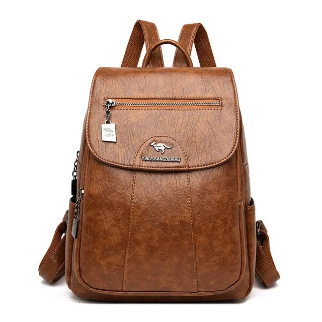 Women Leather Backpacks High Quality  Vintage Backpack
