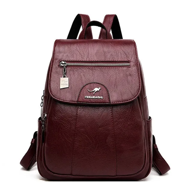 Women Leather Backpacks High Quality  Vintage Backpack