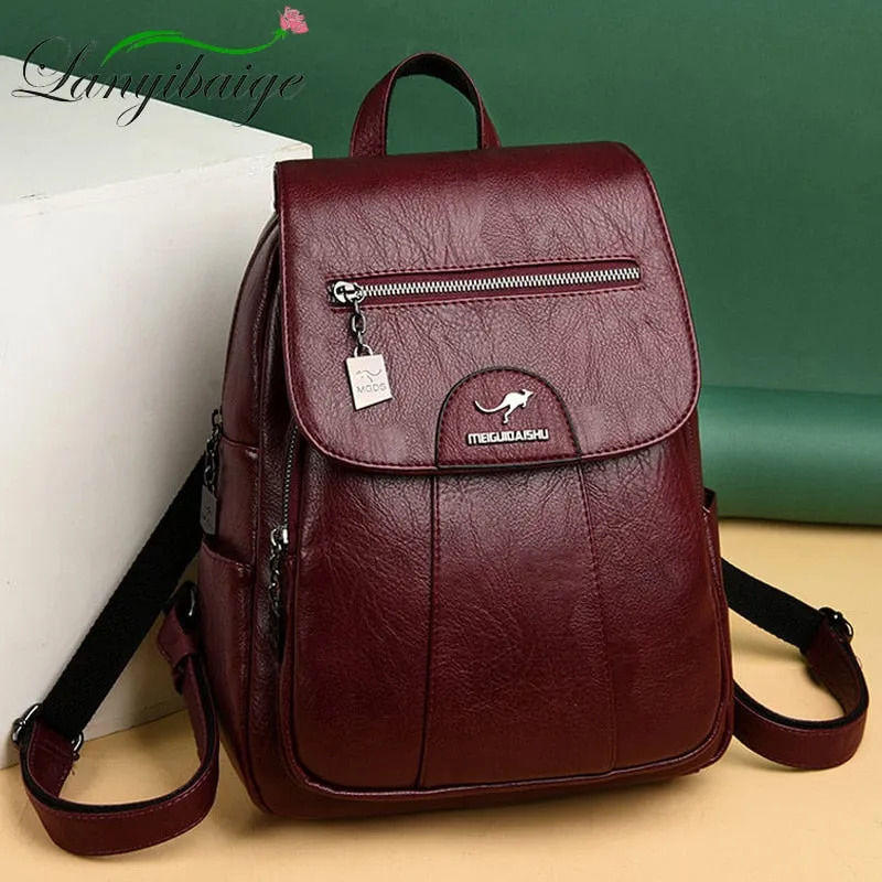 Women Leather Backpacks High Quality  Vintage Backpack