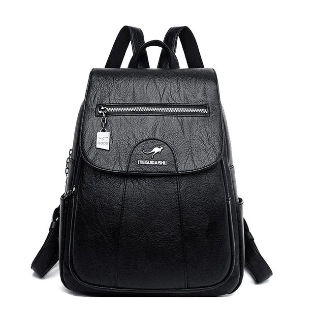 Women Leather Backpacks High Quality  Vintage Backpack