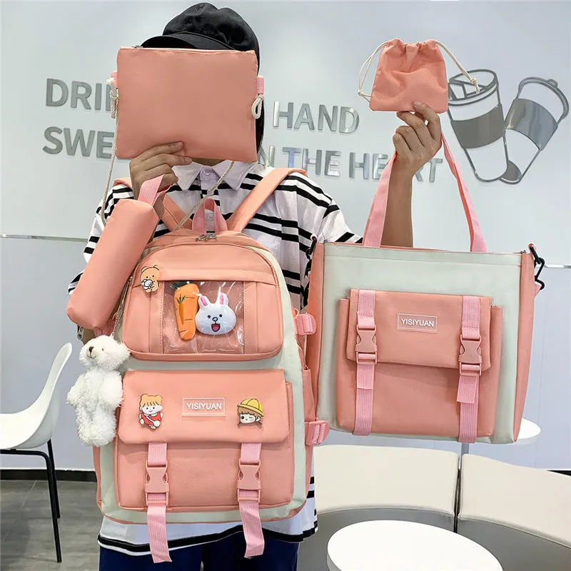 Women's Canvas Korean Large Capacity Campus Backpacks