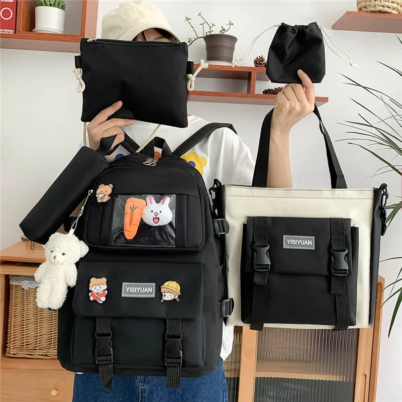 Women's Canvas Korean Large Capacity Campus Backpacks