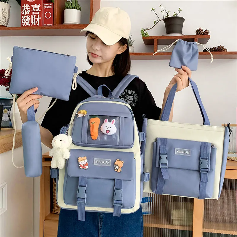 Women's Canvas Korean Large Capacity Campus Backpacks
