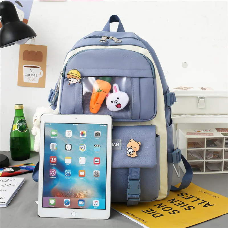 Women's Canvas Korean Large Capacity Campus Backpacks