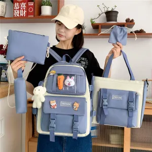 Women's Canvas Korean Large Capacity Campus Backpacks