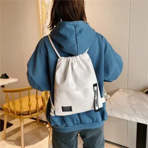 Women's Fashion Drawstring Canvas Simple Cloth Printed Backpacks