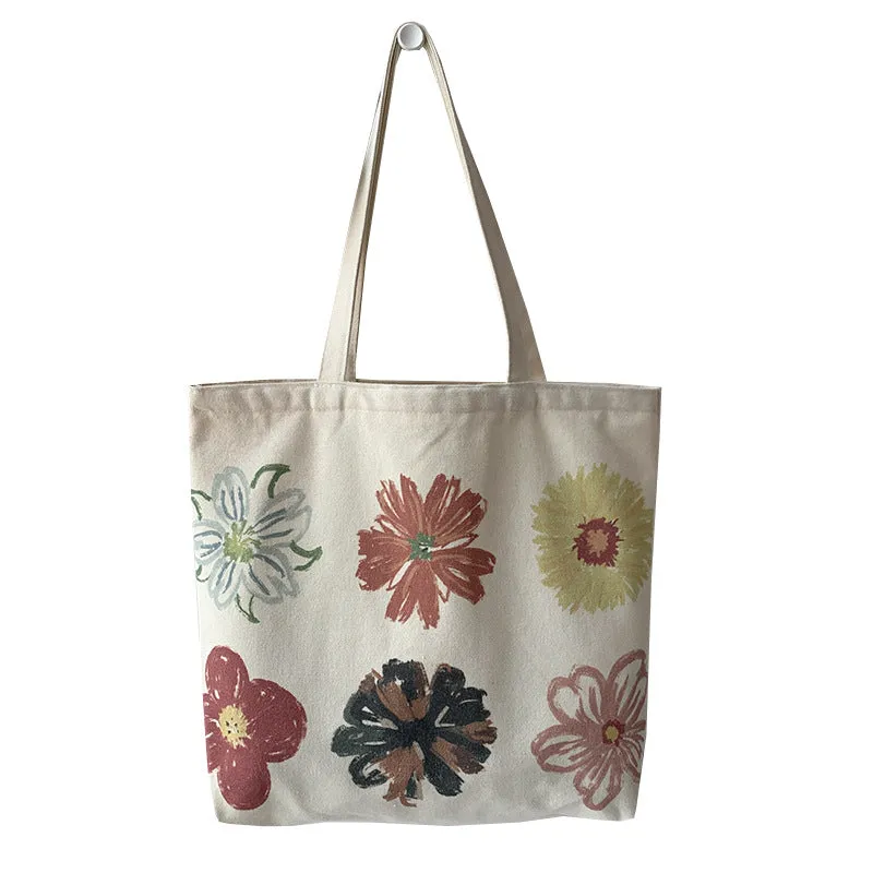 Women's Painting European Simple Portable Cotton Canvas Korean Shoulder Bags
