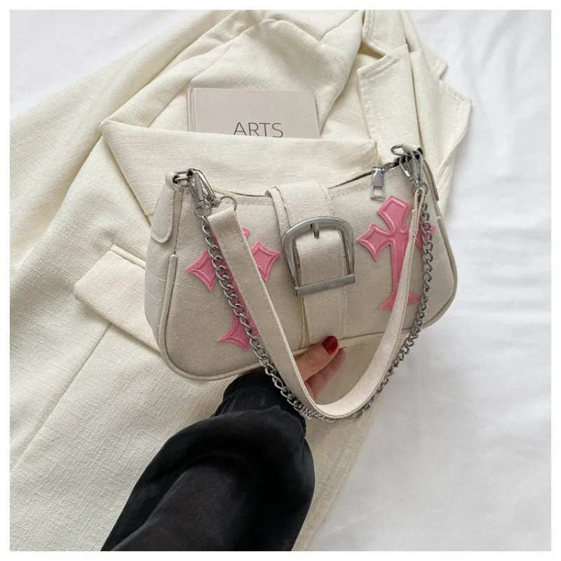 Women's Personality Trendy Design Solid Color Canvas Hot Shoulder Bags