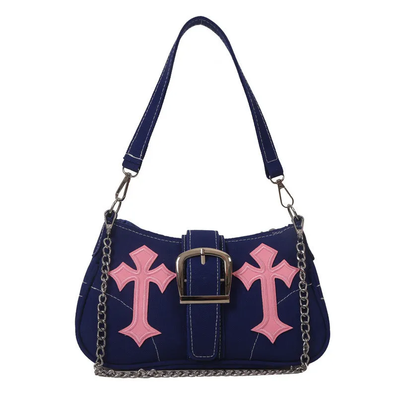 Women's Personality Trendy Design Solid Color Canvas Hot Shoulder Bags