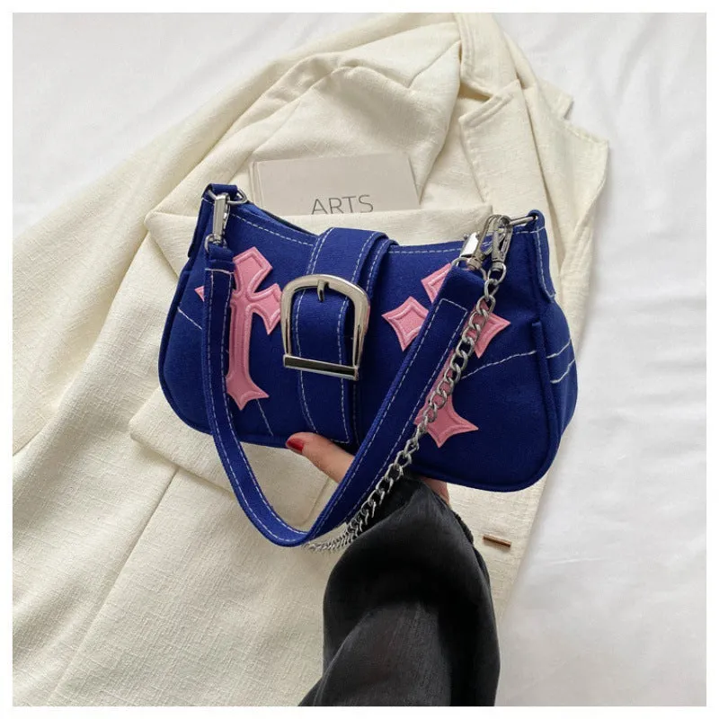 Women's Personality Trendy Design Solid Color Canvas Hot Shoulder Bags