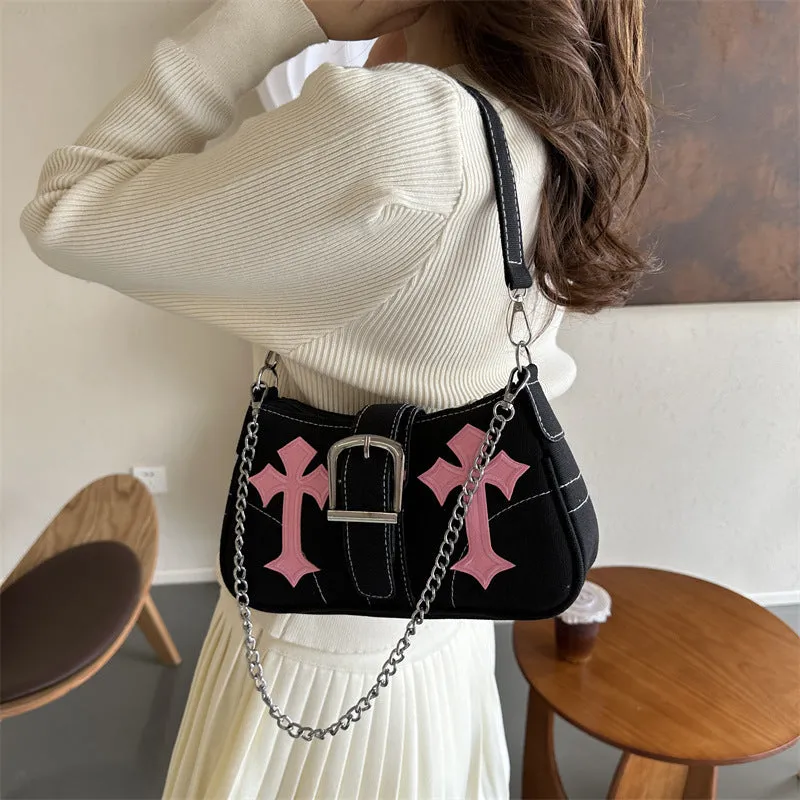 Women's Personality Trendy Design Solid Color Canvas Hot Shoulder Bags