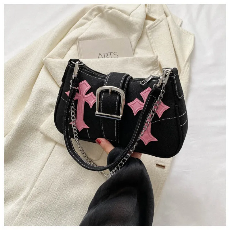 Women's Personality Trendy Design Solid Color Canvas Hot Shoulder Bags