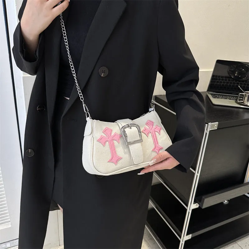 Women's Personality Trendy Design Solid Color Canvas Hot Shoulder Bags