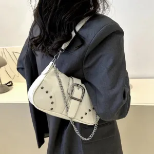 Women's Underarm Vintage Shoulder Tote Purse Leather Handbags Chain PU Ladies Bags Small Bag Female Color Performance-driven Rivet Fashion Solid Price comparison