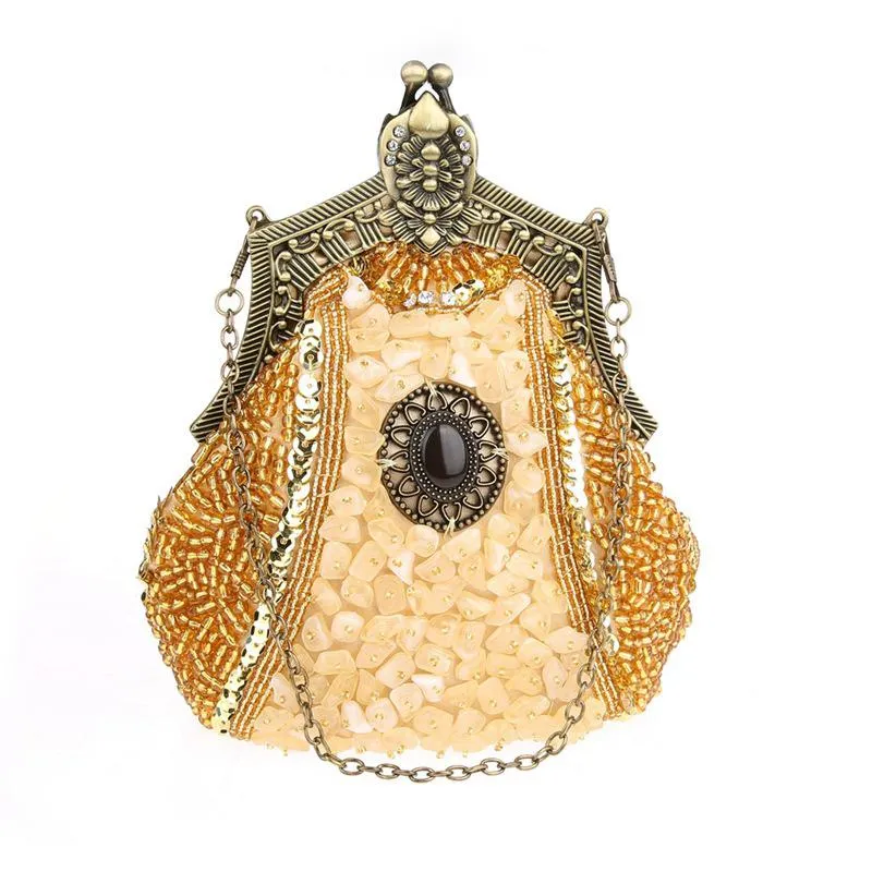 Women's Vintage Hand-beading Sequins Clutch Evening Bag|JaosWish