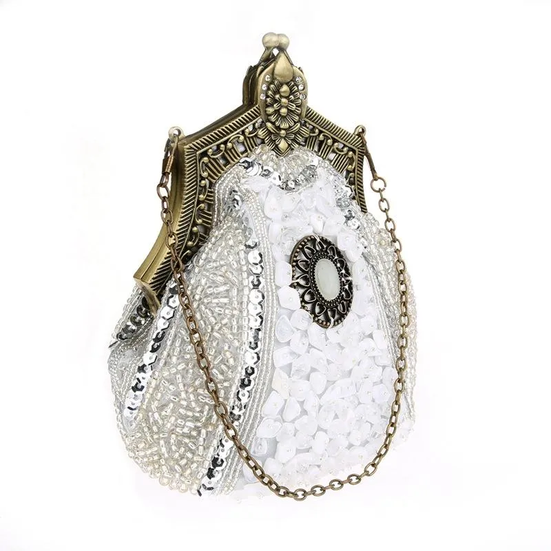 Women's Vintage Hand-beading Sequins Clutch Evening Bag|JaosWish