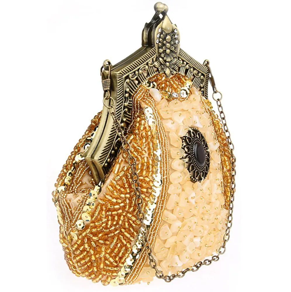 Women's Vintage Hand-beading Sequins Clutch Evening Bag|JaosWish