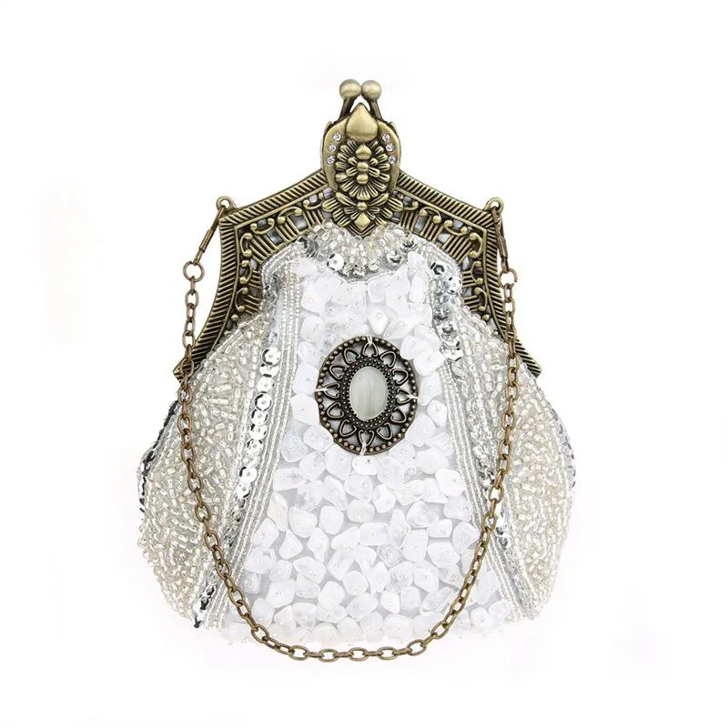 Women's Vintage Hand-beading Sequins Clutch Evening Bag|JaosWish