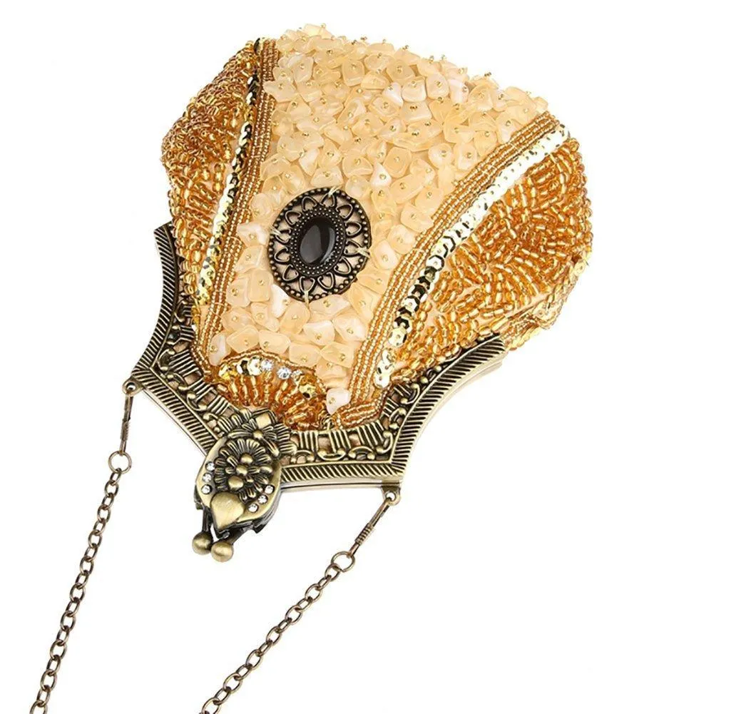 Women's Vintage Hand-beading Sequins Clutch Evening Bag|JaosWish