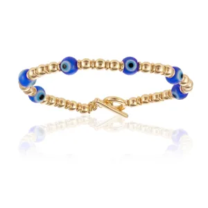 Yellow Gold Beaded Lucky Evil Eye