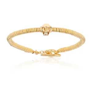 Yellow Gold Small Beaded Skull Bracelet