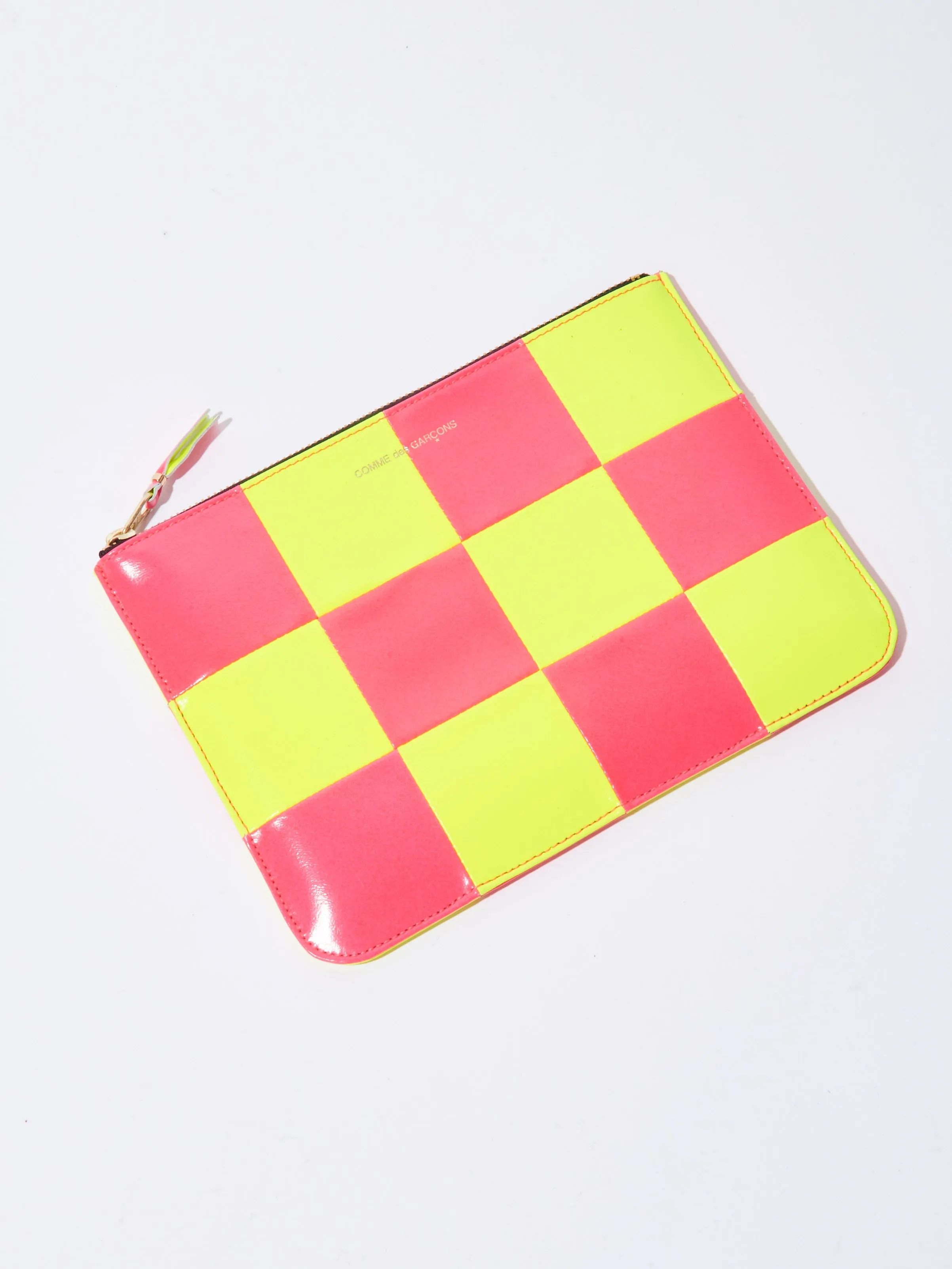 Yellow/Pink Fluo Squares Large Zip Pouch