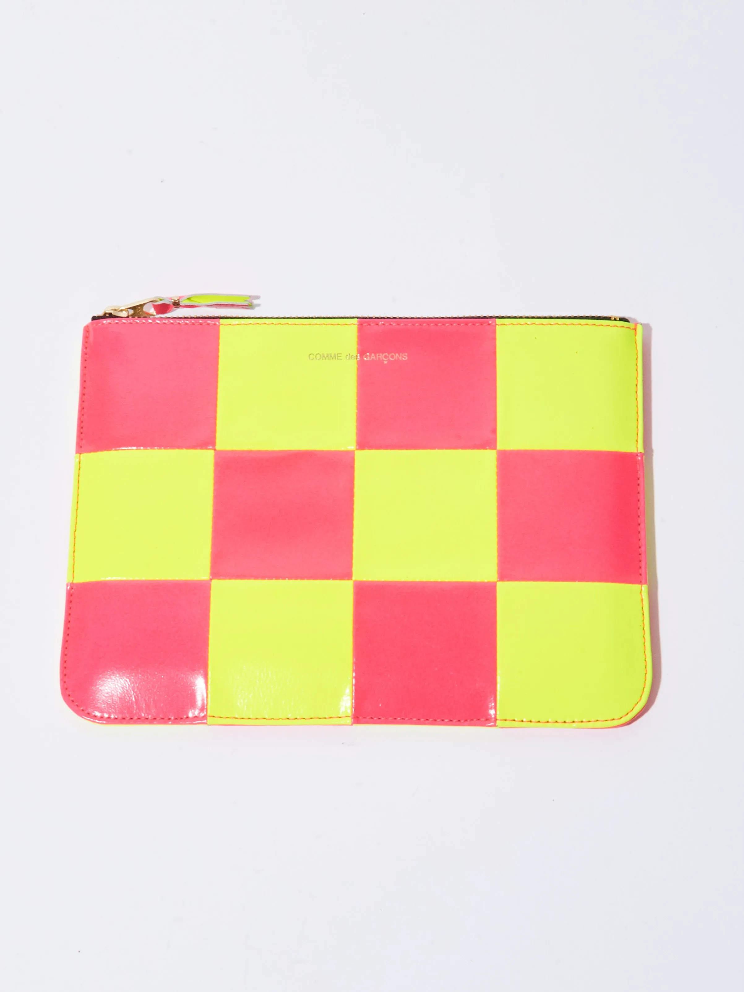 Yellow/Pink Fluo Squares Large Zip Pouch