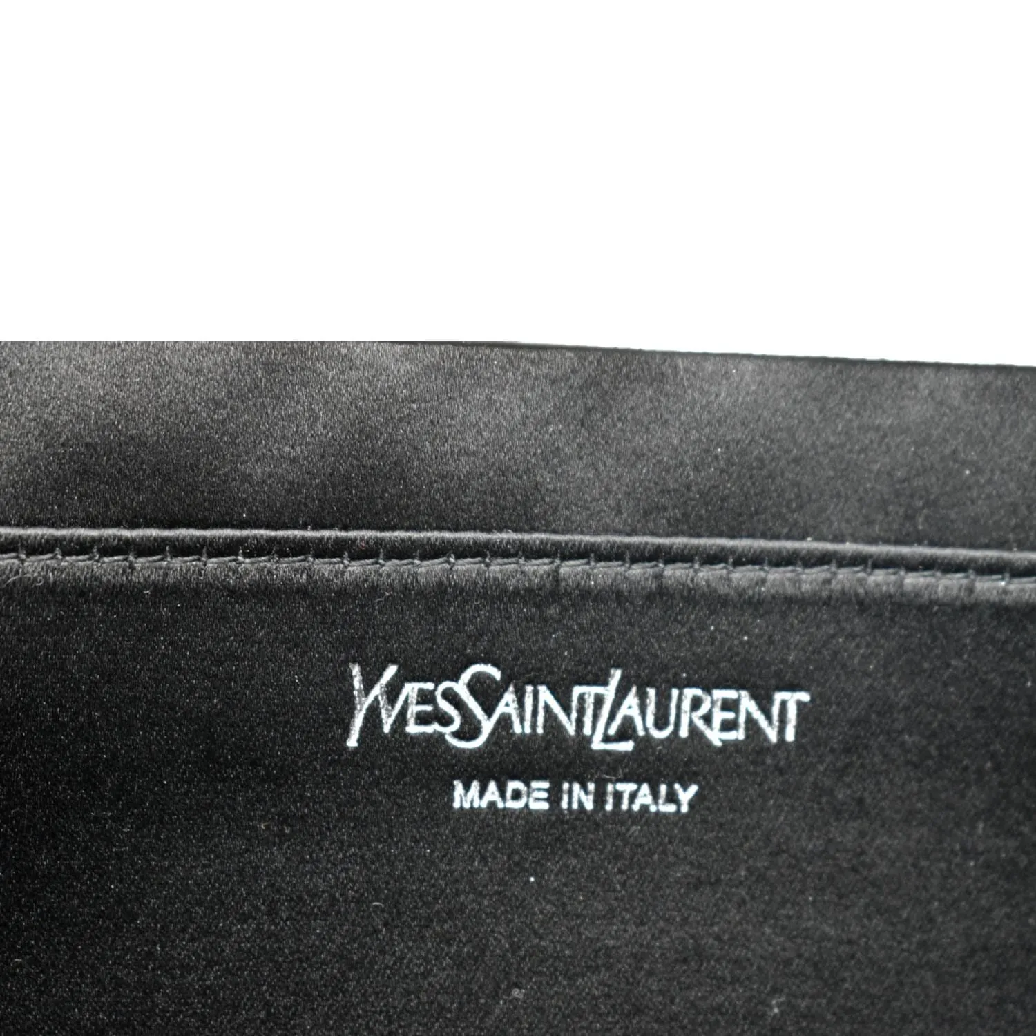 YVES SAINT LAURENT Belle de Jour Leather Clutch Bag Silver