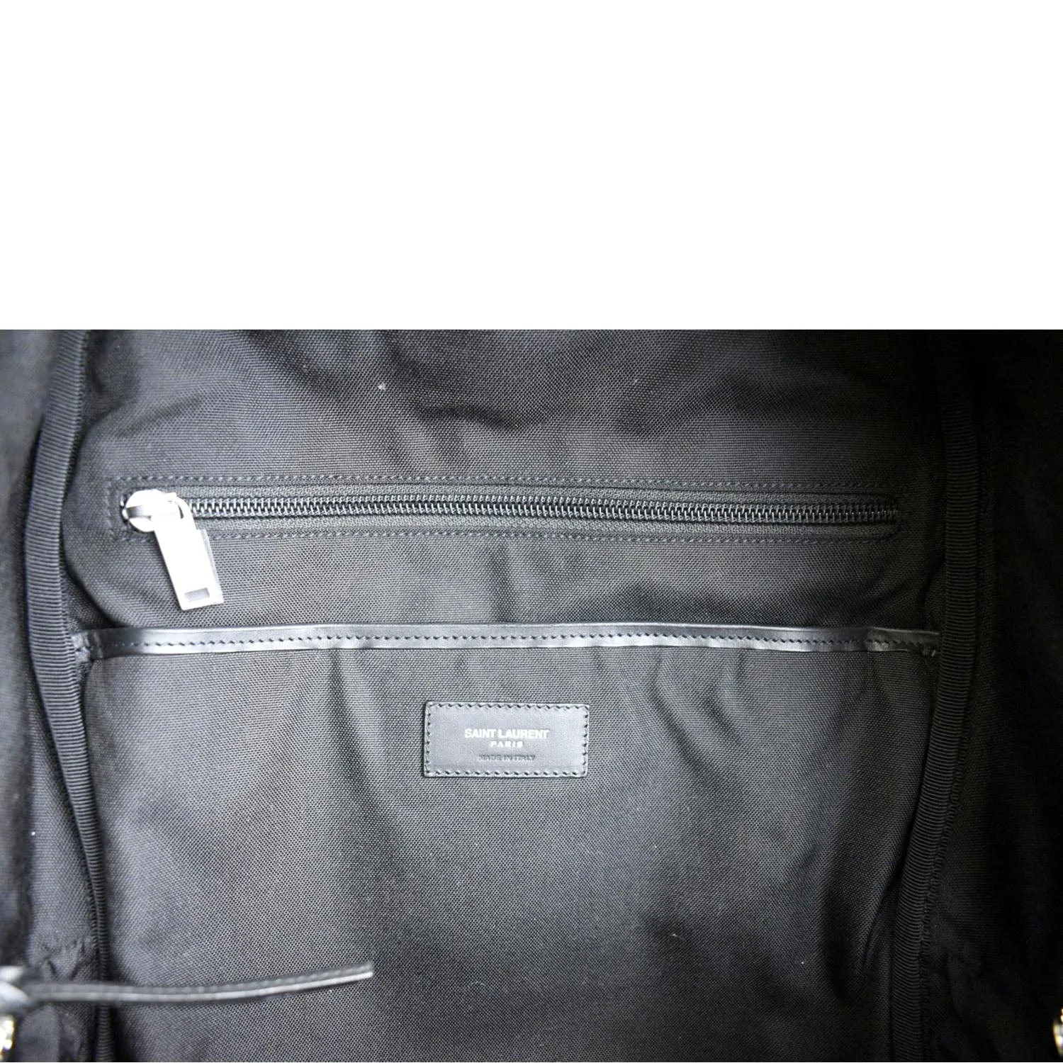 YVES SAINT LAURENT City Palm Print Canvas Backpack Bag Orange