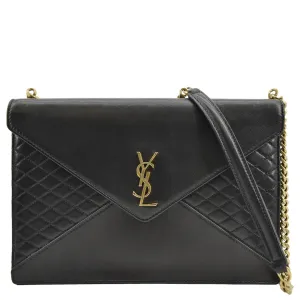 YVES SAINT LAURENT Gaby Quilted Lambskin Leather Shoulder Bag Black