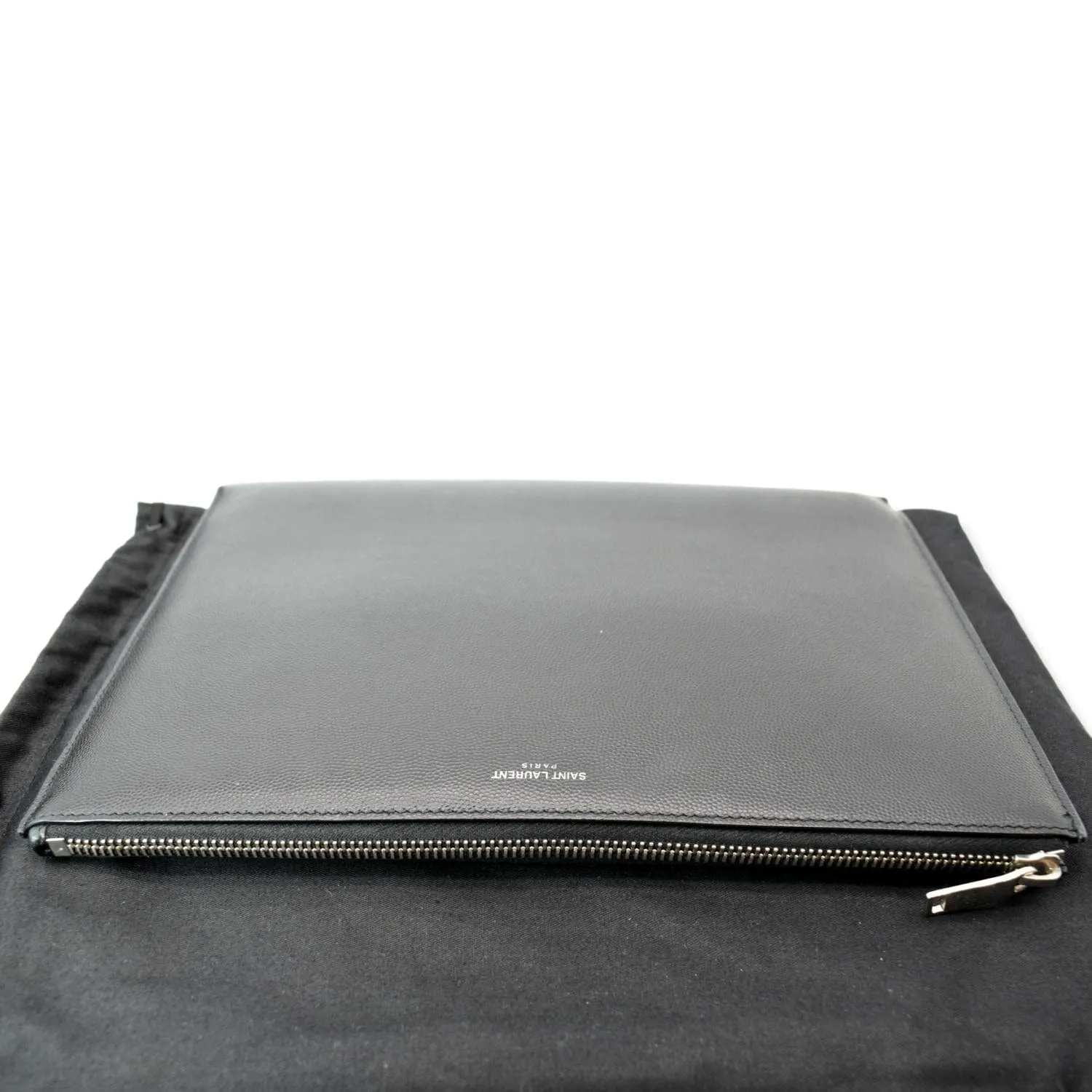 Yves Saint Laurent Grain Leather Pouch Black