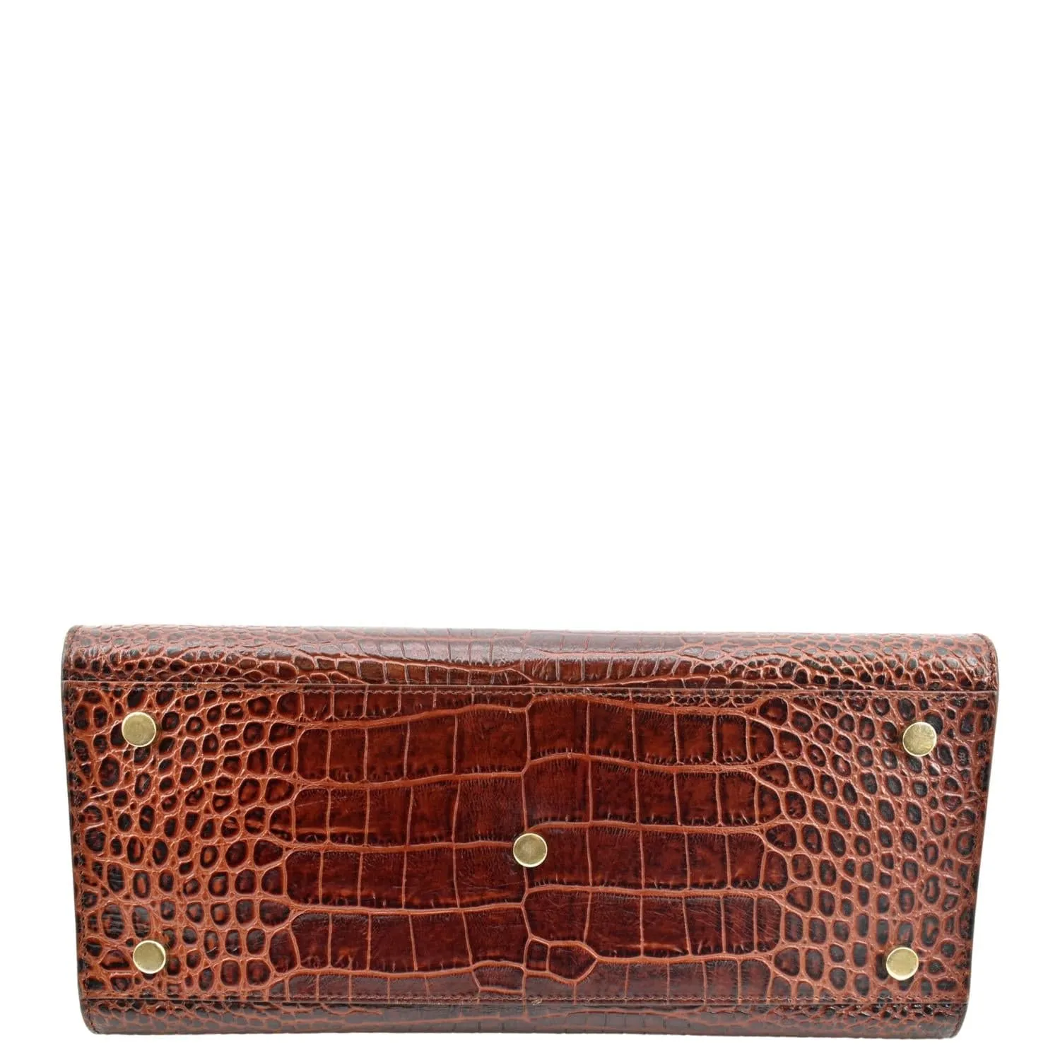 YVES SAINT LAURENT Sac de Jour Embossed Leather Satchel Bag Chocolate Brown