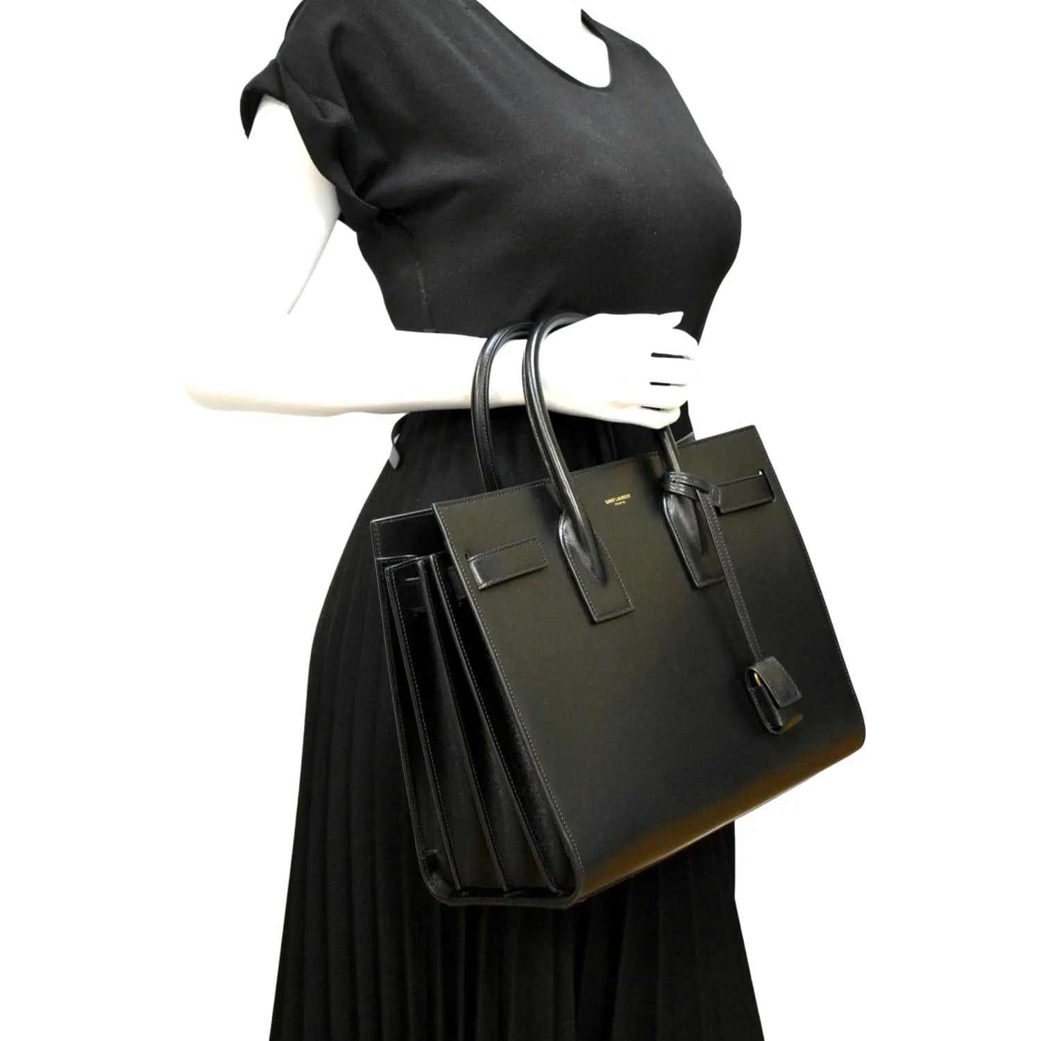 YVES SAINT LAURENT Sac de Jour Leather Satchel Shoulder Bag Black