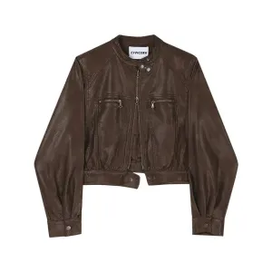 Zipper Pockets Leather Jacket
